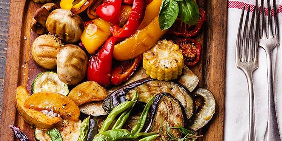 Roasted Mediterranean Vegetables with Basil Sauce