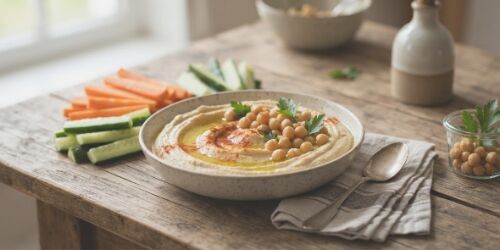 Hummus with Carrot & Cucumber Sticks
