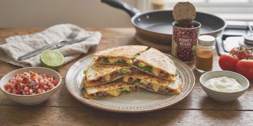 Cheese & Bean Quesadillas with Tomato Salsa