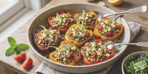 Feta & Herb Rice Stuffed Peppers