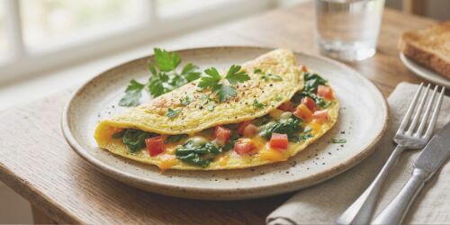 Spinach, Tomato and Cheese Omelette